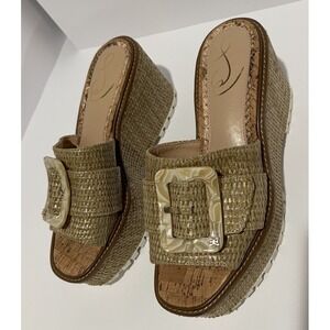 Sam Edelman Livi espadrille wedge sandals in raffia w/ buckle detail Size 8 1/2